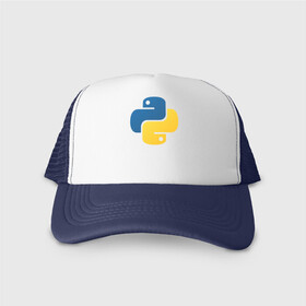 Кепка тракер с сеткой с принтом Python  в Ухте, трикотажное полотно; задняя часть — сетка | длинный козырек, универсальный размер, пластиковая застежка | python | пайтон | питон