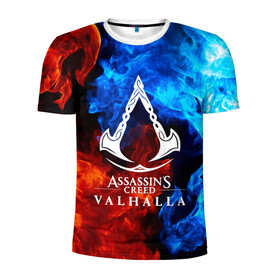Мужская футболка 3D спортивная с принтом ASSASSIN`S CREED VALHALLA в Ухте, 100% полиэстер с улучшенными характеристиками | приталенный силуэт, круглая горловина, широкие плечи, сужается к линии бедра | slayer | valhalla | vikings | асасин | ассасин крид | ассассин | вальхалла | викинги | тамплиеры