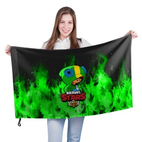 Флаг 3D с принтом Brawl Stars LEON в Ухте, 100% полиэстер | плотность ткани — 95 г/м2, размер — 67 х 109 см. Принт наносится с одной стороны | 8 bit | 8 бит | brawl | brawl stars | crow | leon | stars | бравл | бравл старс | браво старс | игра | компьютерная | кров | леон | онлайн | старс