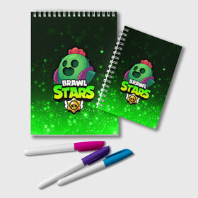 Блокнот с принтом Brawl Stars SPIKE в Ухте, 100% бумага | 48 листов, плотность листов — 60 г/м2, плотность картонной обложки — 250 г/м2. Листы скреплены удобной пружинной спиралью. Цвет линий — светло-серый
 | 8 bit | 8 бит | bibi | brawl | brawl stars | crow | leon | spike | sprout | stars | бравл | бравл старс | браво старс | игра | компьютерная | кров | леон | онлайн | старс