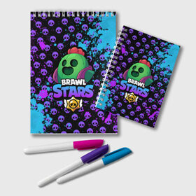 Блокнот с принтом Brawl Stars SPIKE в Ухте, 100% бумага | 48 листов, плотность листов — 60 г/м2, плотность картонной обложки — 250 г/м2. Листы скреплены удобной пружинной спиралью. Цвет линий — светло-серый
 | 8 bit | 8 бит | bibi | brawl | brawl stars | crow | leon | spike | sprout | stars | бравл | бравл старс | браво старс | игра | компьютерная | кров | леон | онлайн | старс