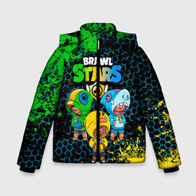 Зимняя куртка для мальчиков 3D Brawl Stars Leon Trio: в Ухте, ткань верха — 100% полиэстер; подклад — 100% полиэстер, утеплитель — 100% полиэстер | длина ниже бедра, удлиненная спинка, воротник стойка и отстегивающийся капюшон. Есть боковые карманы с листочкой на кнопках, утяжки по низу изделия и внутренний карман на молнии. 
Предусмотрены светоотражающий принт на спинке, радужный светоотражающий элемент на пуллере молнии и на резинке для утяжки | 3 леона | brawl stars | brawl stars leon | leon | leon green | leon sally | leon shark | бравл старс | леон | леон акула | леон огонь | леон салли | леон старс | леоны