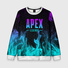 Детский свитшот 3D с принтом APEX LEGENDS в Ухте, 100% полиэстер | свободная посадка, прямой крой, мягкая тканевая резинка на рукавах и понизу свитшота | apex | apex legends | battle | battle royal | bloodhound | titanfall | wraith | апекс | апекс легендс | батл рояль | битва | война | каустик | королевская битва