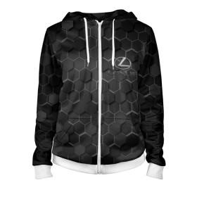 Женская толстовка 3D на молнии с принтом LEXUS. в Ухте, 100% полиэстер | длина до линии бедра, манжеты и пояс оформлены мягкой тканевой резинкой, двухслойный капюшон со шнурком для регулировки, спереди молния, по бокам два кармана | abstract | auto | brand | car | geometry | lexus | sport | texture | абстракция | авто | автомобильные | бренд | геометрия | классика | лексус | машины | модные | спорт | стиль | текстура