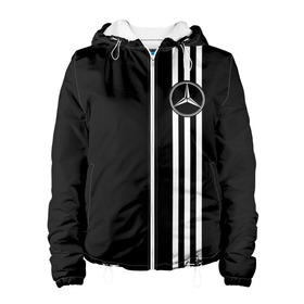 Женская куртка 3D с принтом MERCEDES-BENZ в Ухте, ткань верха — 100% полиэстер, подклад — флис | прямой крой, подол и капюшон оформлены резинкой с фиксаторами, два кармана без застежек по бокам, один большой потайной карман на груди. Карман на груди застегивается на липучку | amg | auto | brabus | carbon | mercedes | sport | авто | автомобиль | автомобильные | амг | брабус | бренд | карбон | марка | машины | мерседес | спорт