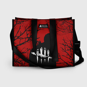 Сумка-шоппер 3D с принтом DEAD BY DAYLIGHT в Ухте, 100% полиэстер | застегивается на металлическую кнопку; внутренний карман застегивается на молнию. Стенки укреплены специальным мягким материалом, чтобы защитить содержимое от несильных ударов
 | dbd | dead by daylight | survival horror | дбд | мертвы к рассвету