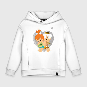 Детское худи Oversize хлопок с принтом Bamm Bamm   and Pebbles в Ухте, френч-терри — 70% хлопок, 30% полиэстер. Мягкий теплый начес внутри —100% хлопок | боковые карманы, эластичные манжеты и нижняя кромка, капюшон на магнитной кнопке | bamm bamm rubble | barney rubble | bedrock | betty rubble | dino | flintstones | fred flintstone | hoppy | pebbles | stone age | vdgerir | wilma | флинстоун | флинтстоун