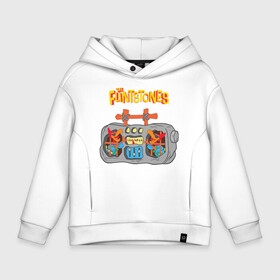 Детское худи Oversize хлопок с принтом Flintstone tape recorder в Ухте, френч-терри — 70% хлопок, 30% полиэстер. Мягкий теплый начес внутри —100% хлопок | боковые карманы, эластичные манжеты и нижняя кромка, капюшон на магнитной кнопке | bamm bamm rubble | barney rubble | bedrock | betty rubble | dino | flintstones | fred flintstone | hoppy | pebbles | stone age | vdgerir | wilma | флинстоун | флинтстоун