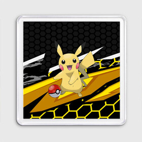 Магнит 55*55 с принтом Пикачу в Ухте, Пластик | Размер: 65*65 мм; Размер печати: 55*55 мм | pikachu | pokemon | аниме | зверек | мультик | мультфильм | пика | пикачу | покемон | покемоны