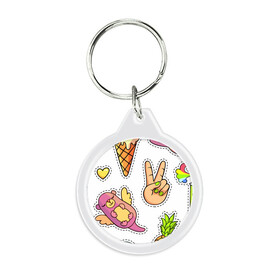 Брелок круглый с принтом Emoji в Ухте, пластик и полированная сталь | круглая форма, металлическое крепление в виде кольца | emoji | еда | животные | звери | наклейки | позитив | смайлы | стикеры