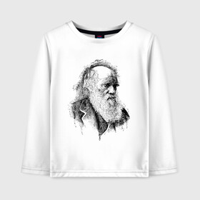Детский лонгслив хлопок с принтом Чарльз Дарвин в Ухте, 100% хлопок | круглый вырез горловины, полуприлегающий силуэт, длина до линии бедер | арт | знаменитости | портрет | ученый | чарльз дарвин