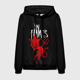 Мужская толстовка 3D с принтом IN FLAMES в Ухте, 100% полиэстер | двухслойный капюшон со шнурком для регулировки, мягкие манжеты на рукавах и по низу толстовки, спереди карман-кенгуру с мягким внутренним слоем. | devil | in flfmes | metal | music | punk | red | rock | дьявол | метал | музыка | панк | рок
