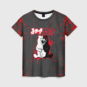 Женская футболка 3D с принтом аниме в Ухте, 100% полиэфир ( синтетическое хлопкоподобное полотно) | прямой крой, круглый вырез горловины, длина до линии бедер | ahegao | danganronpa | monokuma | senpai | аниме | монокума | надпись | прикольные картинки | прикольные надписи | сердце | я люблю аниме