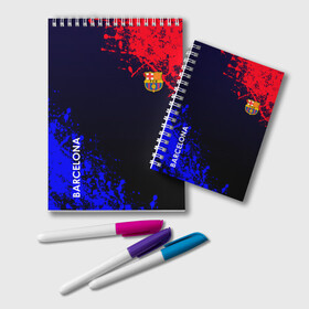 Блокнот с принтом Barcelona в Ухте, 100% бумага | 48 листов, плотность листов — 60 г/м2, плотность картонной обложки — 250 г/м2. Листы скреплены удобной пружинной спиралью. Цвет линий — светло-серый
 | atletico | barcelona | borussia | chelsea | cristiano | football | juventus | manchester city | manchester united | messi | real madrid | ronaldo | sport | спорт | футбол