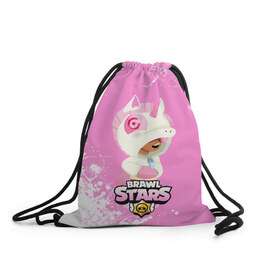 Рюкзак-мешок 3D с принтом BRAWL STARS LEON UNICORN. в Ухте, 100% полиэстер | плотность ткани — 200 г/м2, размер — 35 х 45 см; лямки — толстые шнурки, застежка на шнуровке, без карманов и подкладки | 8 bit | brawl stars | coach mike | crow | leon shark | leon unicorn | max | mr.p | sally leon | shark | sprout | werewolf leon | берли | бравл старс | ворон | макс | оборотень | спроут