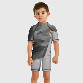 Детский купальный костюм 3D с принтом Real Madrid в Ухте, Полиэстер 85%, Спандекс 15% | застежка на молнии на спине | atletico | barcelona | borussia | chelsea | cristiano | football | juventus | manchester city | manchester united | messi | real madrid | ronaldo | sport | спорт | футбол
