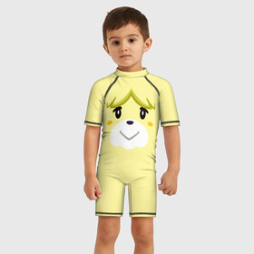 Детский купальный костюм 3D с принтом Isabelle в Ухте, Полиэстер 85%, Спандекс 15% | застежка на молнии на спине | animal crossing | isabelle | tom nook | энимал кроссинг