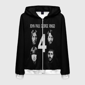 Мужская толстовка 3D на молнии с принтом THE BEATLES в Ухте, 100% полиэстер | длина до линии бедра, манжеты и пояс оформлены мягкой тканевой резинкой, двухслойный капюшон со шнурком для регулировки, спереди молния, по бокам два кармана | four | george | john lenon | liverpool | music | paul | ringo | rock | the beatles | uk | битлз | британия | джон | джордж | жуки | ливерпульская четверка | музыка | пол | ринго | рок