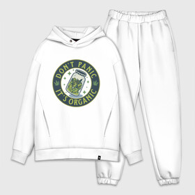 Мужской костюм хлопок OVERSIZE с принтом Dont Panic Its Organic в Ухте,  |  | Тематика изображения на принте: art | jar | leaves | арт | банка | листья | надпись | символы | сообщение | текст | фраза | цитаты
