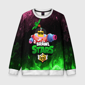 Детский свитшот 3D с принтом СПРАУТ BRAWL STARS в Ухте, 100% полиэстер | свободная посадка, прямой крой, мягкая тканевая резинка на рукавах и понизу свитшота | brawl | brawl stars | brawl stars sprout | clash | sprout | tropical sprout | бравл старс | игра | мобильные игры | спраут | тропический спрут