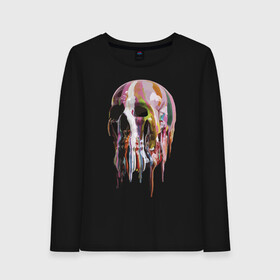 Женский лонгслив хлопок с принтом Color в Ухте, 100% хлопок |  | color | jaw | orbits | paint | skull | глазницы | пасть | цвет | череп