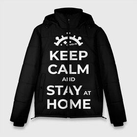 Мужская зимняя куртка 3D с принтом Keep calm and stay at home в Ухте, верх — 100% полиэстер; подкладка — 100% полиэстер; утеплитель — 100% полиэстер | длина ниже бедра, свободный силуэт Оверсайз. Есть воротник-стойка, отстегивающийся капюшон и ветрозащитная планка. 

Боковые карманы с листочкой на кнопках и внутренний карман на молнии. | covid | covid 19 | keep calm | stay home | stayhome | коронавирус