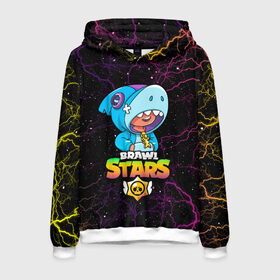 Мужская толстовка 3D с принтом Brawl Stars Leon Shark в Ухте, 100% полиэстер | двухслойный капюшон со шнурком для регулировки, мягкие манжеты на рукавах и по низу толстовки, спереди карман-кенгуру с мягким внутренним слоем. | brawl | brawl leon shark | brawl stars | brawl stars leon | leon | leon green | leon sally | leon shark | бравл | бравл старс | леон