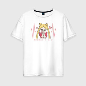 Женская футболка хлопок Oversize с принтом Сейлор Мун Усаги Цукино Sailor в Ухте, 100% хлопок | свободный крой, круглый ворот, спущенный рукав, длина до линии бедер
 | 90s anime | anime | kawaii | manga | sailor moon | sailor scout | usagi tsukino | vaporwave | аниме | воин в матроске | сейлор мун | усаги цукино