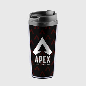 Термокружка-непроливайка с принтом APEX LEGENDS  в Ухте, внутренняя часть — пищевой пластик, наружная часть — прозрачный пластик, между ними — полиграфическая вставка с рисунком | объем — 350 мл, герметичная крышка | Тематика изображения на принте: apex | apex legends | battle | battle royal | bloodhound | titanfall | wraith | апекс | апекс легендс | батл рояль | битва | война | каустик | королевская битва