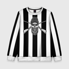 Детский свитшот 3D с принтом Охота в Ухте, 100% полиэстер | свободная посадка, прямой крой, мягкая тканевая резинка на рукавах и понизу свитшота | gun | hunting | skull | strip | weapons | оружие | охота | полоска | ружьё | череп