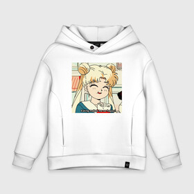 Детское худи Oversize хлопок с принтом Еда Делает Меня Счастливой! SM в Ухте, френч-терри — 70% хлопок, 30% полиэстер. Мягкий теплый начес внутри —100% хлопок | боковые карманы, эластичные манжеты и нижняя кромка, капюшон на магнитной кнопке | Тематика изображения на принте: 90s | anime girl | cute | kawaii | luna | sailor moon | usagi tsukino | аниме | аниме девушка | каваии | кавай | луна | манга | марс | меркурий | сейлор | сейлор мун | усаги цукино