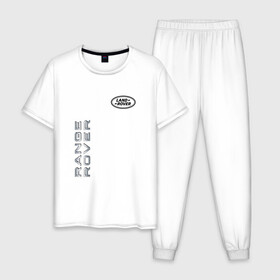 Мужская пижама хлопок с принтом LAND ROVER. в Ухте, 100% хлопок | брюки и футболка прямого кроя, без карманов, на брюках мягкая резинка на поясе и по низу штанин
 | abstract | auto | brand | car | geometry | landrover | sport | texture | абстракция | авто | автомобильные | бренд | геометрия | классика | ленд ровер | лэнд ровер | машины | модные | спорт | стиль | текстура