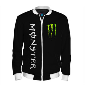 Мужской бомбер 3D с принтом MONSTER ENERGY в Ухте, 100% полиэстер | застегивается на молнию, по бокам два кармана без застежек, по низу бомбера и на воротнике - эластичная резинка | black monster | bmx | claw | cybersport | energy | monster | monster energy | moto | motocross | race | sport | киберспорт | когти | монстер энерджи | монстр | мото | мотокросс | ралли | скейтбординг | спорт | т | энергия