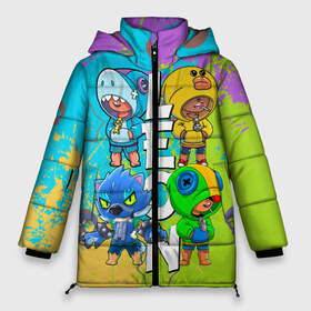 Женская зимняя куртка 3D с принтом Brawl Stars Leon Quattro в Ухте, верх — 100% полиэстер; подкладка — 100% полиэстер; утеплитель — 100% полиэстер | длина ниже бедра, силуэт Оверсайз. Есть воротник-стойка, отстегивающийся капюшон и ветрозащитная планка. 

Боковые карманы с листочкой на кнопках и внутренний карман на молнии | brawl leon | brawl stars | leon | leon green | leon sally | leon shark | leon wolf | бравл старс | леон | леон акула | леон бравл | леон волк | леон салли