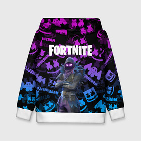 Детская толстовка 3D с принтом FORTNITE RAVEN. в Ухте, 100% полиэстер | двухслойный капюшон со шнурком для регулировки, мягкие манжеты на рукавах и по низу толстовки, спереди карман-кенгуру с мягким внутренним слоем | archetype | fortnite | fortnite 2 | fortnite x | ikonik | marshmello | raven | архетип | ворон | иконик | маршмелло | фортнайт | фортнайт 2 | фортнайт глава 2