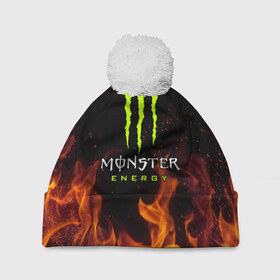 Шапка 3D c помпоном с принтом MONSTER ENERGY в Ухте, 100% полиэстер | универсальный размер, печать по всей поверхности изделия | black monster | bmx | claw | cybersport | energy | monster | monster energy | moto | motocross | race | sport | киберспорт | когти | монстер энерджи | монстр | мото | мотокросс | ралли | скейтбординг | спорт | т | энергия