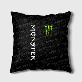 Подушка 3D с принтом MONSTER ENERGY  в Ухте, наволочка – 100% полиэстер, наполнитель – холлофайбер (легкий наполнитель, не вызывает аллергию). | состоит из подушки и наволочки. Наволочка на молнии, легко снимается для стирки | black monster | bmx | claw | cybersport | energy | monster | monster energy | moto | motocross | race | sport | киберспорт | когти | монстер энерджи | монстр | мото | мотокросс | ралли | скейтбординг | спорт | т | энергия
