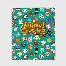 Тетрадь с принтом Animal Crossing в Ухте, 100% бумага | 48 листов, плотность листов — 60 г/м2, плотность картонной обложки — 250 г/м2. Листы скреплены сбоку удобной пружинной спиралью. Уголки страниц и обложки скругленные. Цвет линий — светло-серый
 | animal crossing | game | new horizons | nintendo | животные | игра | нинтендо