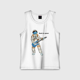 Детская майка хлопок с принтом Rock in Space(1) в Ухте,  |  | Тематика изображения на принте: cosmonaut | rock | rock n roll | space | космонавт | космос | рок