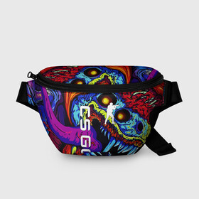 Поясная сумка 3D с принтом CS GO HYPERBEAST / ХАЙПЕРБИСТ в Ухте, 100% полиэстер | плотная ткань, ремень с регулируемой длиной, внутри несколько карманов для мелочей, основное отделение и карман с обратной стороны сумки застегиваются на молнию | astralis | awp | counter strike | cs go | cs go global offensive | cs:go | faze clan | hyper beast | team liquid | астралис | кс го | тим ликвид | фейз клан | хайпер бист | хайпербист
