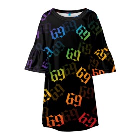 Детское платье 3D с принтом 6IX9INE в Ухте, 100% полиэстер | прямой силуэт, чуть расширенный к низу. Круглая горловина, на рукавах — воланы | Тематика изображения на принте: 6ix9ine | 6ix9ine  gooba | gooba | акула | сикснайн | сиксти найн | сиксти найн репер | такаши | текаши | текаши сикснайн