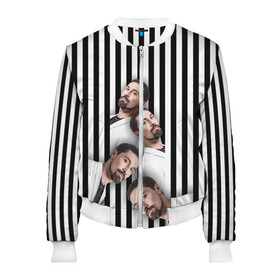 Женский бомбер 3D с принтом Дима Билин в Ухте, 100% полиэстер | застегивается на молнию, по бокам два кармана без застежек, мягкие манжеты, по низу бомбера и на воротнике — эластичная резинка | билин | голова | голос | дима | евровидение | имя | исполнитель | лого | логотип | музыка | надпись | пасть | певец | песни | полосы | поп | попса | треш | трешняк | фото | человек