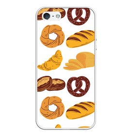 Чехол для iPhone 5/5S матовый с принтом Булки в Ухте, Силикон | Область печати: задняя сторона чехла, без боковых панелей | Тематика изображения на принте: doodling | textures | tiles | булка | вкусно | выпечка | дудлинг | круассан | тайлы | текстуры | фон | хлеб