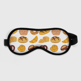 Маска для сна 3D Булки: в Ухте, внешний слой — 100% полиэфир, внутренний слой — 100% хлопок, между ними — поролон |  | doodling | textures | tiles | булка | вкусно | выпечка | дудлинг | круассан | тайлы | текстуры | фон | хлеб