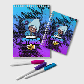 Блокнот с принтом Brawl Stars LEON SHARK в Ухте, 100% бумага | 48 листов, плотность листов — 60 г/м2, плотность картонной обложки — 250 г/м2. Листы скреплены удобной пружинной спиралью. Цвет линий — светло-серый
 | 8 bit | 8 бит | bibi | brawl | brawl stars | crow | leon | spike | sprout | stars | бравл | бравл старс | браво старс | игра | компьютерная | кров | леон | онлайн | старс