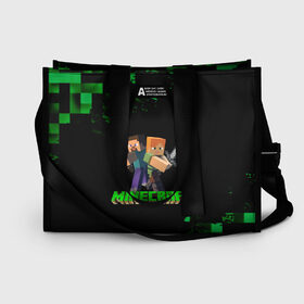 Сумка-шоппер 3D с принтом MINECRAFT в Ухте, 100% полиэстер | застегивается на металлическую кнопку; внутренний карман застегивается на молнию. Стенки укреплены специальным мягким материалом, чтобы защитить содержимое от несильных ударов
 | craft | game | mine | minecraft | minecraftmemories | pixel | twitter | игра | майнкрафт | маркус перссон | пиксель | ремесло | шахта