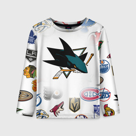 Детский лонгслив 3D с принтом San Jose Sharks (Z) в Ухте, 100% полиэстер | длинные рукава, круглый вырез горловины, полуприлегающий силуэт
 | anaheim ducks | arizona coyotes | boston bruins | buffalo sabres | calgary flames | canadiens de montreal | carolina hurricanes | chicago blackhawks | colorado avalanche | columbus blue jackets | dallas stars | detroit red wings | edmonton oil | hockey | 