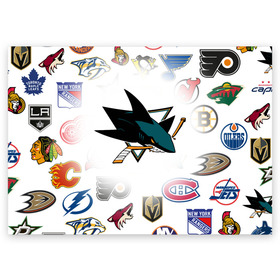 Поздравительная открытка с принтом San Jose Sharks (Z) в Ухте, 100% бумага | плотность бумаги 280 г/м2, матовая, на обратной стороне линовка и место для марки
 | anaheim ducks | arizona coyotes | boston bruins | buffalo sabres | calgary flames | canadiens de montreal | carolina hurricanes | chicago blackhawks | colorado avalanche | columbus blue jackets | dallas stars | detroit red wings | edmonton oil | hockey | 