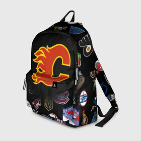 Рюкзак 3D с принтом Calgary Flames (Z) в Ухте, 100% полиэстер | лямки с регулируемой длиной, сверху петелька, чтобы рюкзак можно было повесить на вешалку. Основное отделение закрывается на молнию, как и внешний карман. Внутри два дополнительных кармана, один из которых закрывается на молнию. По бокам два дополнительных кармашка | anaheim ducks | arizona coyotes | boston bruins | buffalo sabres | calgary flames | canadiens de montreal | carolina hurricanes | chicago blackhawks | colorado avalanche | columbus blue jackets | dallas stars | detroit red wings | edmonton oil | hockey | 