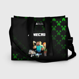 Сумка-шоппер 3D с принтом MINECRAFT в Ухте, 100% полиэстер | застегивается на металлическую кнопку; внутренний карман застегивается на молнию. Стенки укреплены специальным мягким материалом, чтобы защитить содержимое от несильных ударов
 | craft | game | mine | minecraft | minecraftmemories | pixel | twitter | игра | майнкрафт | маркус перссон | пиксель | ремесло | шахта